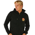 Rip Curl Wettie Passage Icon Zip Through sudadera con capucha y cremallera para hombre color negro con logo surf en el pecho.