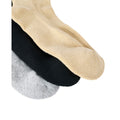 Primer plano de la puntera y textura de punto de los calcetines Rip Curl Wetty Crew Sock en beige, negro y gris jaspeado, mostrando el acabado del tejido.