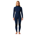 Rip Curl E-Bomb Zip Free en verde oscuro, vista trasera completa del traje de neopreno mujer con el logo apilado Rip Curl bordado en la parte alta de la espalda.