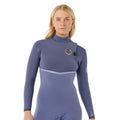 Detalle superior del traje de surf Rip Curl E-Bomb 4/3 mm mujer color slate blue - vista frontal