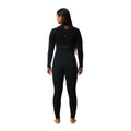 Rip Curl F-Bomb Fusion Chest Zip 4/3 negro, vista trasera completa del traje de neopreno mujer con la costura Fusion Dry Seam en rojo y el logo Rip Curl bordado.