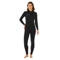 Traje de neopreno RIP CURL WMS TRAD BZ 4/3 en negro, vista frontal completa sobre fondo blanco. Ajuste anatómico de cuerpo entero con rodilleras reforzadas para surf en agua fría.