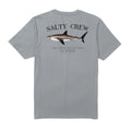 Parte trasera de la camiseta Salty Crew Bruce S/S Tee Quarry con gran estampado de tiburón Salty Crew.