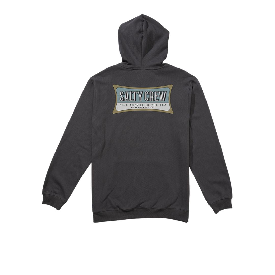 Sudadera con cremallera Salty Crew Essential Zip Fleece en color charcoal, vista trasera con logo grande en la espalda.