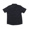 Camisa técnica Salty Crew Flagship UV Button Up color phantom negro con estampado geométrico vista trasera.