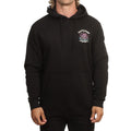 Modelo de frente con la sudadera Salty Crew Kraken Monster en negro, capucha con cordón, bolsillo canguro y el gráfico del kraken serigrafiado en el pecho junto al logo Salty Crew.