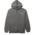 Sudadera Salty Crew Lurking Fleece gris, vista frontal, con capucha ajustable y gráfico discreto de tiburón en el pecho.