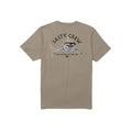 Camiseta Salty Crew Lurking SS Tee Twig, vista trasera, con gráfico grande de tiburón y texto 