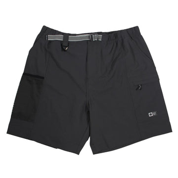 Salty Crew Net Walshort pantalones cortos hombre color pirate black con cinturón integrado ajustable, tejido técnico elástico, bolsillo lateral de rejilla y bolsillo trasero, estilo surf cómodo y funcional.