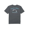 Camiseta charcoal Salty Crew Snag It Classic SS Tee vista trasera con gráfico grande de pez y texto Bait & Tackle.