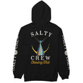 Sudadera Salty Crew Tailed en negro, plano de producto de espaldas, con la ilustración completa de un marlín y los textos Salty Crew Chasing Tail serigrafiados en la espalda.