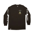 Camiseta de manga larga Salty Crew Tailed en negro, plano de producto de frente, con el gráfico del marlín en el pecho izquierdo y el logo Salty Crew serigrafiado en ambas mangas.