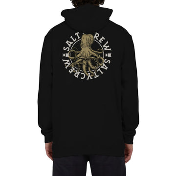 Sudadera con capucha Salty Crew Tentacles Hooded Fleece color negro vista trasera con gran gráfico de pulpo y logo circular Salty Crew en la espalda.