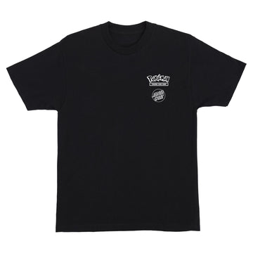 Camiseta de manga corta Santa Cruz x Pokémon Power Dot Heavyweight en color Black, vista frontal con el logo Pokémon Trading Card Game y el Classic Dot de Santa Cruz en el pecho