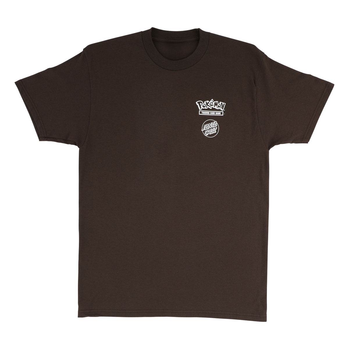 Camiseta de manga corta Santa Cruz x Pokémon Power Dot Heavyweight en color Java, vista frontal con el logo Pokémon Trading Card Game y el Classic Dot de Santa Cruz en el pecho