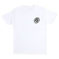 Camiseta de manga corta Santa Cruz x Pokémon TCG Hand Heavyweight en color White, vista frontal con una versión pequeña del gráfico circular de la Screaming Hand en el pecho