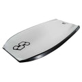 Tabla de bodyboard Science Mike 7-7 Black/White, vista frontal del deck blanco con logo Science hexagonal negro, indicador F6 y firma Mike Stewart en la zona inferior.
