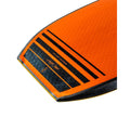 Detalle del morro del deck naranja de la tabla Science Mike 7-7 Special Edition: rayas negras, texto Special Edition, logo Science hexagonal y firma Mike Stewart sobre fondo negro.