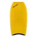 Tabla de bodyboard Science Mike 7-7 Tangerine/Orange, vista en perspectiva del deck naranja mostrando logo Science hexagonal negro y cantos negros con detalle amarillo.