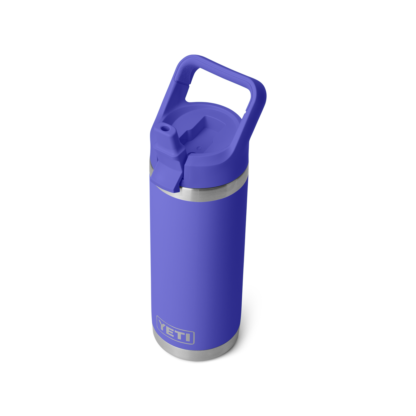 Vista superior de la Botella de 18 oz (532 ml) YETI Rambler® Bottle Chug V2 Violeta Ultramarino con la tapa abierta