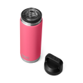 Vista superior de la botella YETI Rambler 26 oz en color rosa tropical con Chug Cap abierta