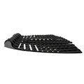 Grip Slater Designs 3 Piece Arch Traction Pad negro y gris, vista lateral que muestra la altura del kick tail, el arco central y el perfil de la espuma ecológica BLOOM de biomasa de algas.