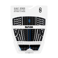 Grip Slater Designs Action 5 Piece negro y azul en embalaje original con logo BLOOM azul, texto Drawing New Lines y aviso Made from Algae, packaging reciclable con tintas de soja y símbolo reciclar.