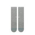 Calcetines Stance Icon Crew grey heather vista frontal, calcetines crew gris jaspeado con logo Stance bordado.
