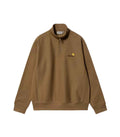 sudadera carhartt con cremallera y cuello alto color marron modelo carhartt wip american script half zip hamilton brown