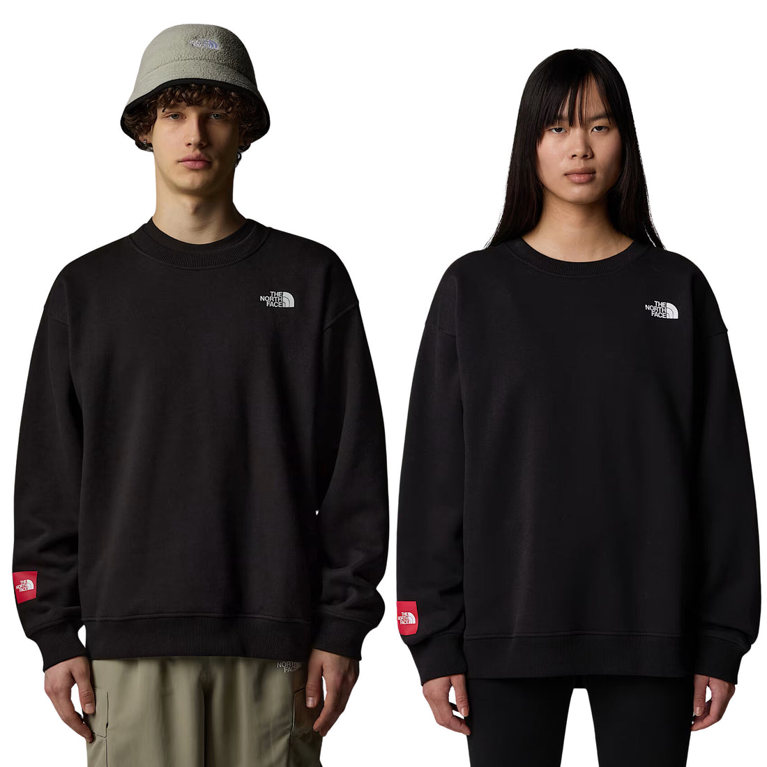 Hombre y Mujer con la Sudadera The North Face Axys Crew Negra