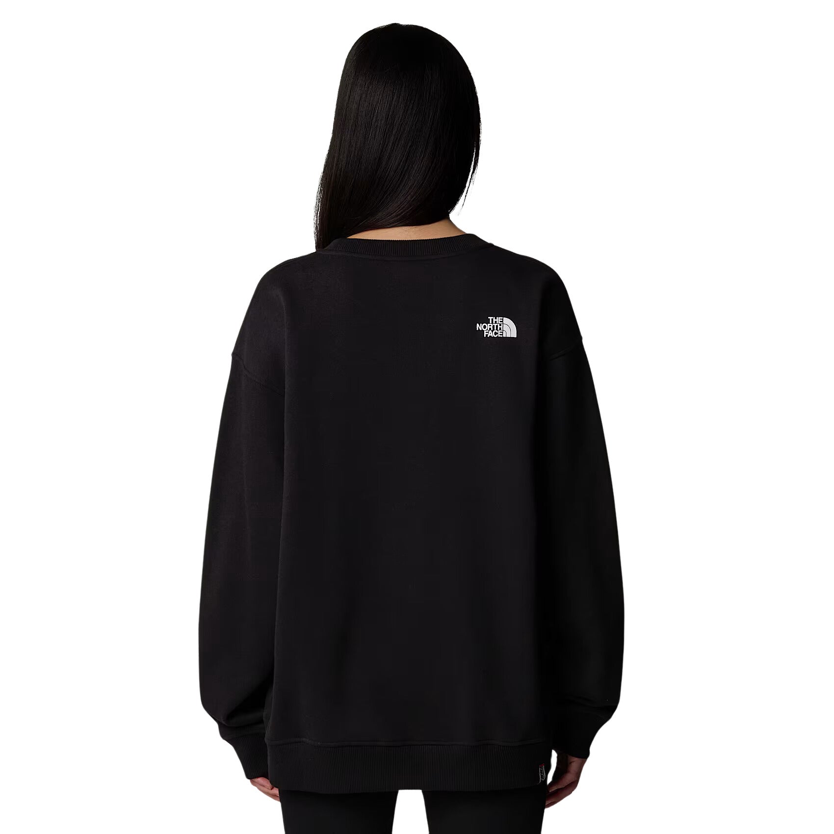 Mujer con la Sudadera The North Face Axys Crew Negra espalda