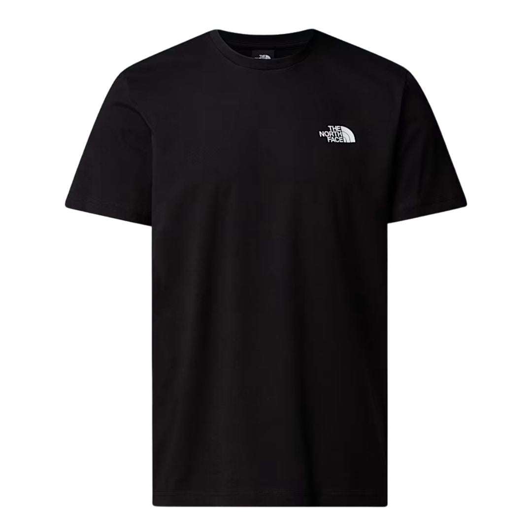 Camiseta negra The North Face NSE Box Raku Horse Infill con logotipo pequeño en el pecho.