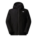 Chaqueta exterior The North Face Carto Mono Triclimate negra de frente con la cremallera central cerrada, capucha con cordones de ajuste, puños con velcro y logo bordado en el pecho.