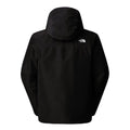 Espalda de la chaqueta exterior The North Face Carto Mono Triclimate negra con capucha ajustable y el logotipo bordado en la parte alta de la espalda, sobre tejido impermeable liso.
