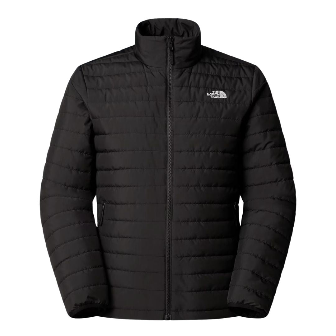 Chaqueta interior acolchada de The North Face Carto Mono Triclimate negra, de frente con cremallera central cerrada, cuello alto, logo bordado en el pecho y bolsillos de mano con cremallera.