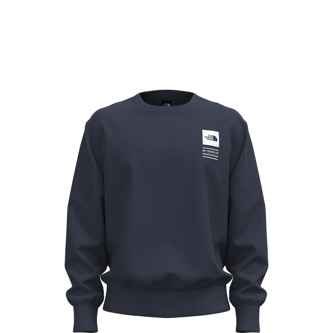 Sudadera The North Face Celebration Relaxed Crew Graphic en color azul marino Summit Navy, vista frontal.