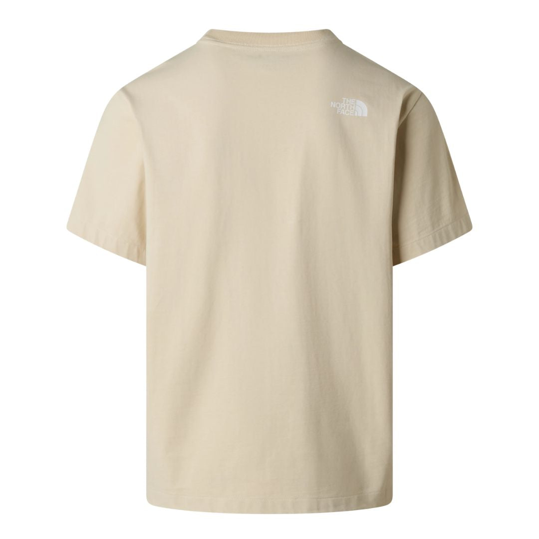 Camiseta The North Face Donkey Taxi Relaxed Desert Stone, vista trasera con logotipo discreto.