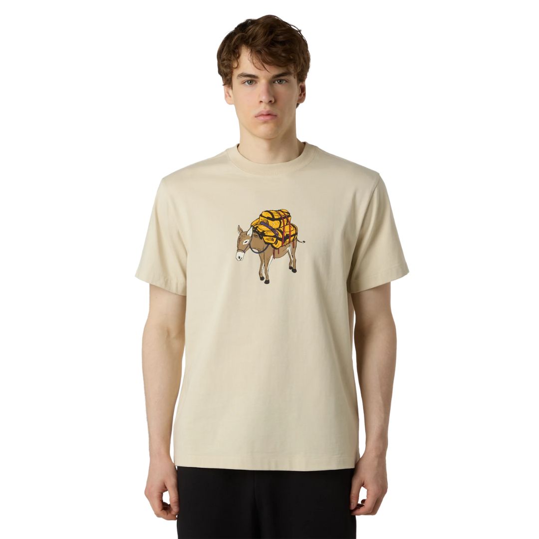 Camiseta The North Face Donkey Taxi Relaxed Desert Stone, vista frontal sobre modelo.