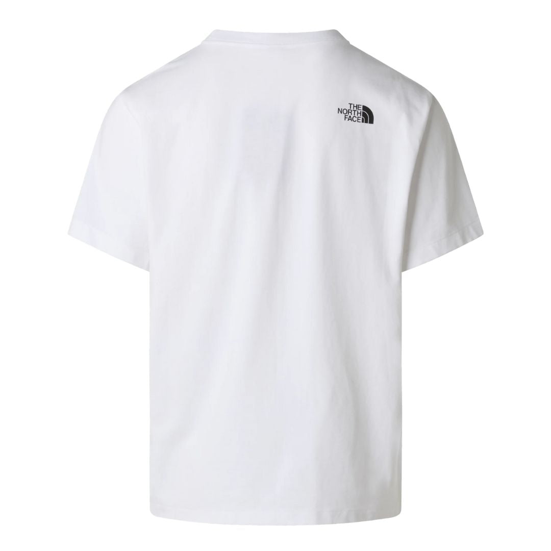 Camiseta The North Face Donkey Taxi Relaxed blanca TNF White, vista trasera con logo en la espalda.