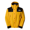 Chaqueta The North Face Dryvent Mono Mountain en color Summit Gold y negro TNF, vista frontal completa con capucha