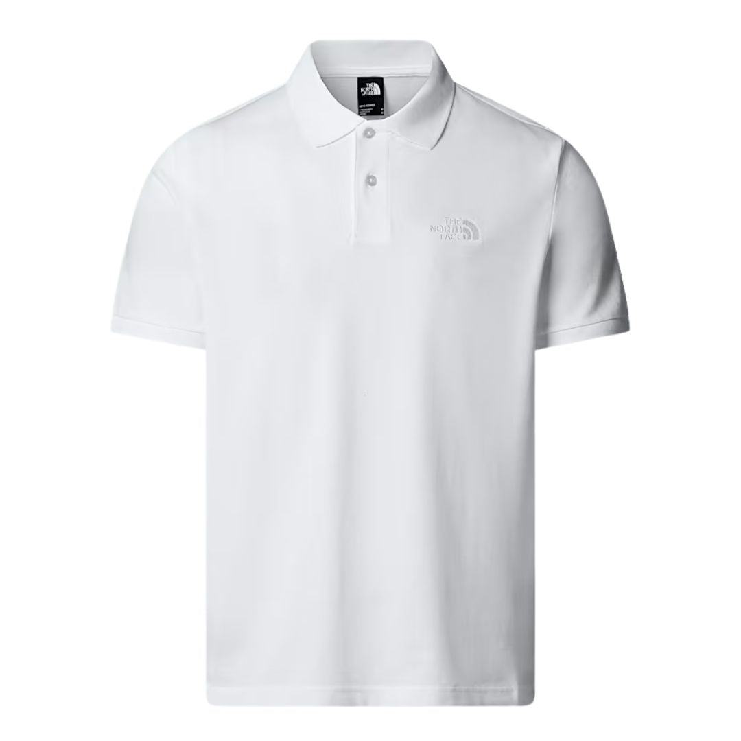 Polo The North Face Essential Regular blanco TNF White, vista frontal sin modelo.