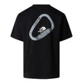 vista trasera de la camiseta The North Face Explore Carabiner Relaxed Tee en negro, con estampado de mosquetón.
