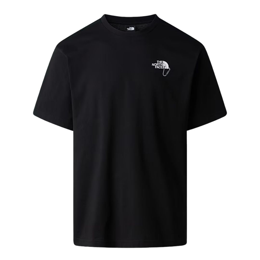 vista frontal de la camiseta The North Face Explore Carabiner Relaxed Tee en negro.