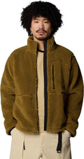 Hombre con la Chaqueta The North Face Extreme Pile 2 FZ Marrón abierta