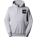 Sudadera gris con capucha The North Face Fine Hoodie vista trasera, logotipo negro en el hombro derecho