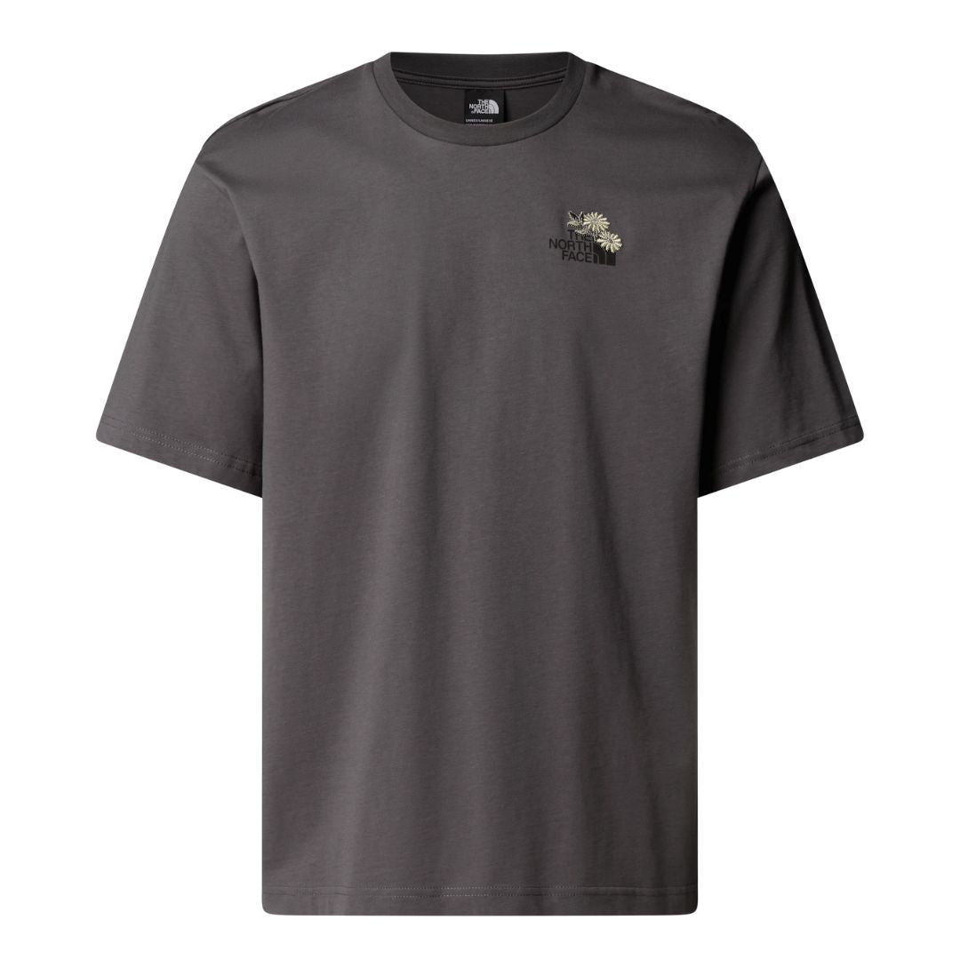 Camiseta THE NORTH FACE Flower Dome Relaxed Graphic Tee color gris Anthracite Grey, vista frontal.