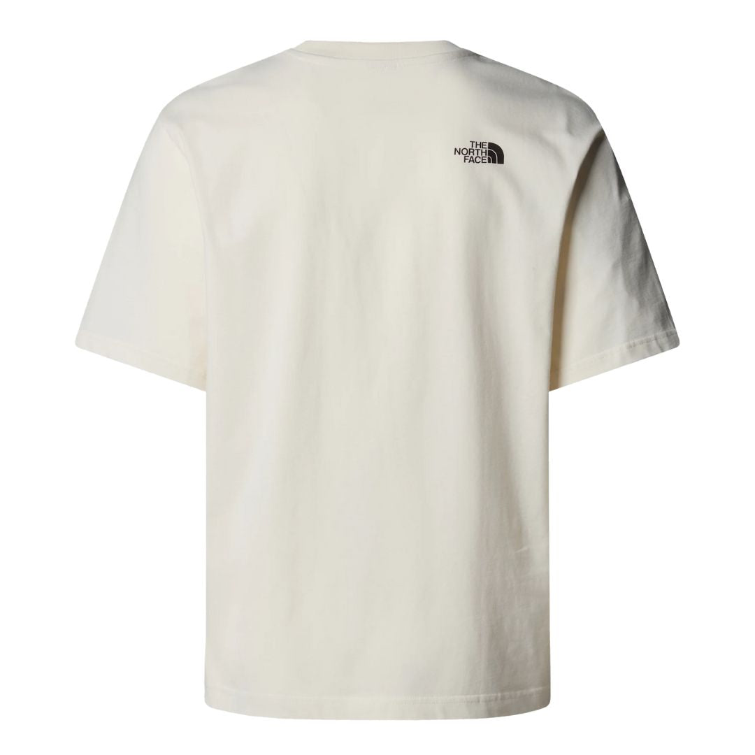 Camiseta THE NORTH FACE Flower Dome Relaxed Graphic Tee color blanco White Dune, vista trasera con logo en la parte superior.