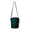 Vista frontal completa del bolso The North Face Jester Crossbody en verde y negro con detalles funcionales.