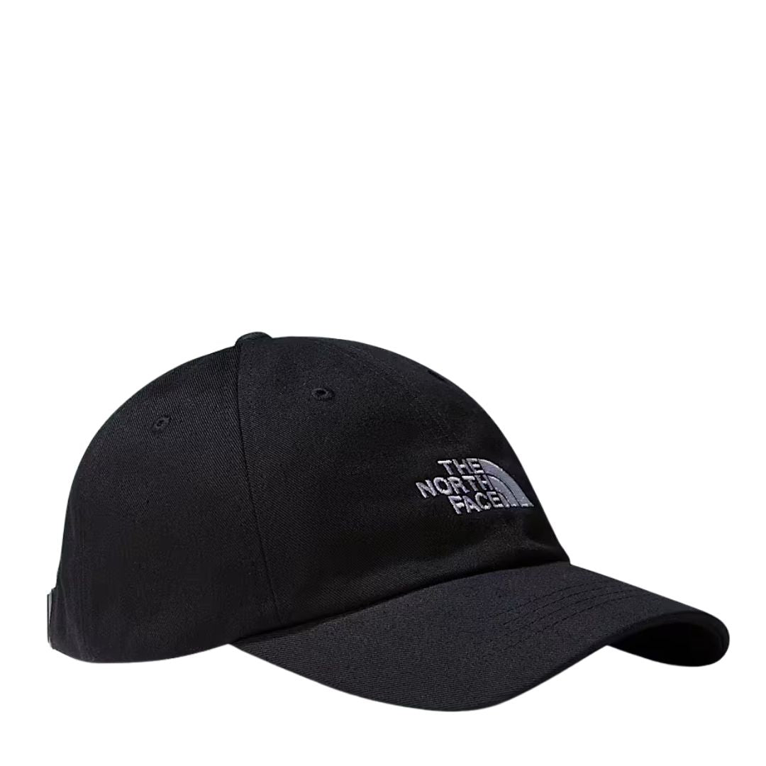 Gorra The North Face Norm Hat negra con visera curvada y logotipo bordado, vista frontal.
