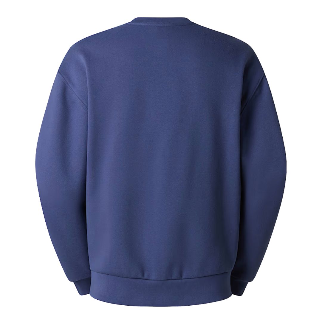 Sudadera THE NORTH FACE Red Box Crew en color Lunar Blue, vista de producto en plano posterior.